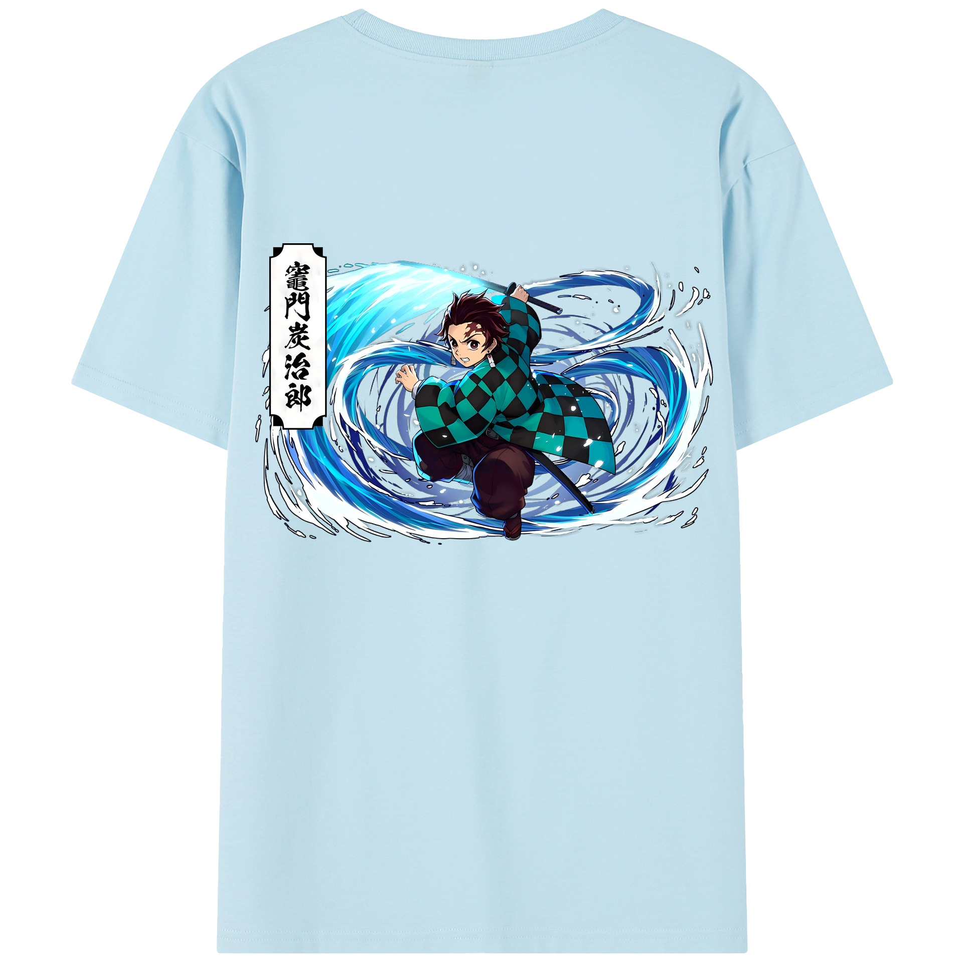 （画像用） 鬼滅の刃 竈門 炭治郎／かまど たんじろう Kamado Tanjirou 綿100％半袖Tシャツ（背面プリント）